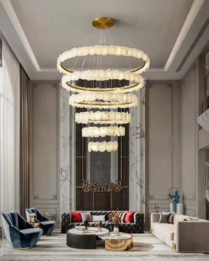 Tiered Circular Alabaster Chandelier - view 2