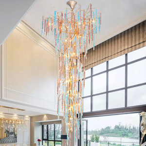 Dora Raindrop Colorful Crystal Staircase Chandelier