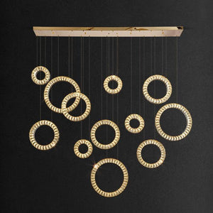 Modern Multi Gold Donuts Shape Crystal Chandelier Ring Round Light Fixture for Foyer Staircase/ Living Room/ Bar/ Hotel Lobby/ Entryway/ LOFT - view 6