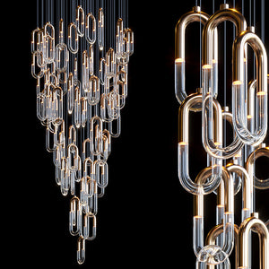 Gold Glass Loop Cluster Chandelier