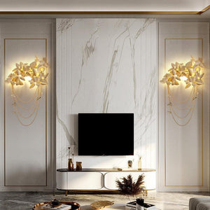Della Modern Gold Leaf Bedroom Sconce, wall sconce - view 2