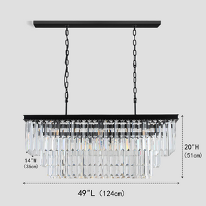 Falria 3-Tier Crystal Rectangular Chandelier, three-tier - view 2