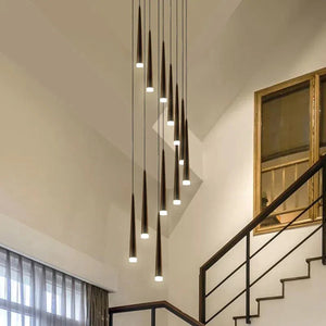 Minimalism Foyer Staircase Chandelier Ceiling Pendant Lighting Fixture For Living Room Entryway In Gold/ Black Finish - view 2
