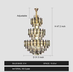 Foyer 3 Layers Extra Large Crystal Chandelier For Living Room Staircase Ceiling Lighting Fixture - view 12