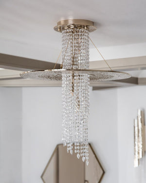 Angelina Flushmount Brass Crystal Pendant Chandelier, K9 crystal flush mount - view 5