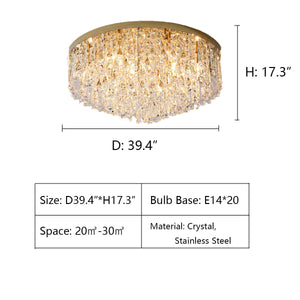 Oversize Luxury Flush Mount Crystal Chandelier for Living Room/Bedroom - view 18
