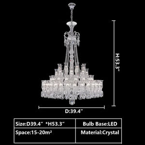 Multi Layer Chrome Crystal Chandelier in French Style with Romantic Branch Flowers for Grand Hallway and Staircase - view 5