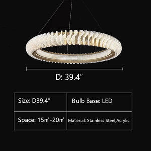 Extra Large Tiers Modern Stainless Steel Ring Chandelier for Living Room/Foyer/Big Entrys