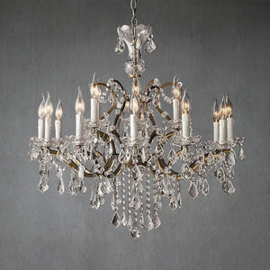 19th C.Rochelle Iron & Crystal Round Chandelier 33" - view 3