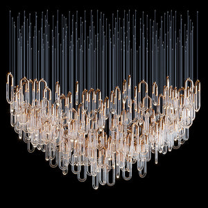 Gold Glass Loop Cluster Chandelier