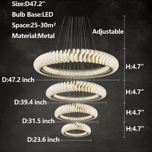 Extra Large Round Acrylic and Stainless Steel Multi-Layer Chandelier for High Ceilings - view 23