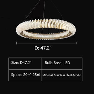 Extra Large Tiers Modern Stainless Steel Ring Chandelier for Living Room/Foyer/Big Entrys