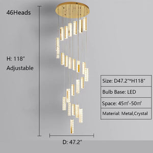 Extra Large Modern Spiral Crystal Ceiling Light Decoration for Staircase/ High Ceiling Living Room/ Hotel Lobby/ Hallway - view 10