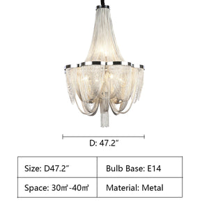 Designer Models Oversized Aluminium Long Tassel Pendant Chandelier for Large Living Room/Staircase/Villa - view 16