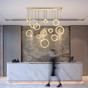 Modern Multi Gold Donuts Shape Crystal Chandelier Ring Round Light Fixture for Foyer Staircase/ Living Room/ Bar/ Hotel Lobby/ Entryway/ LOFT - view 4