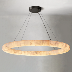 Riora Lisse Alabaster Round Chandelier 31" 41" 61"D - view 5