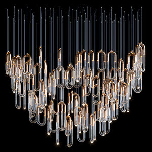 Gold Glass Loop Cluster Chandelier