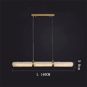 Modern Linear Alabaster Chandelier, Chandelier Over Dining Table - view 4
