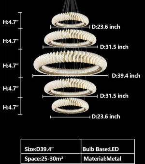 Extra Large Round Acrylic and Stainless Steel Multi-Layer Chandelier for High Ceilings - view 24