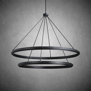 Peron Two-Tier Round Chandelier 60", in black - view 3