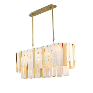 Leslie 3-Tier Rectangular Chandelier, glass three-tier - view 2