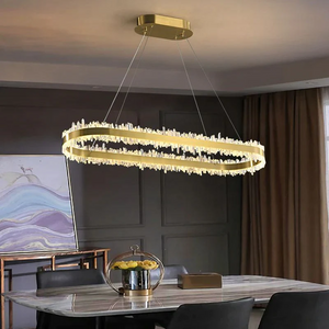 Modern Quartz Crystal Oval Chandelier - view 3