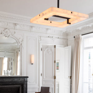 Amelia Square Alabaster Living Room Chandelier, in black - view 3