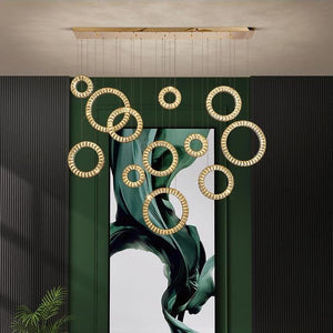 Modern Multi Gold Donuts Shape Crystal Chandelier Ring Round Light Fixture for Foyer Staircase/ Living Room/ Bar/ Hotel Lobby/ Entryway/ LOFT - view 5