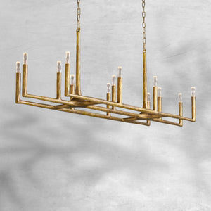 Thalen Forged Linear Chandelier 54" 72" 96", solid brass - view 8