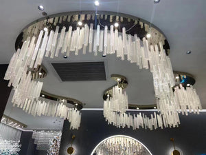 Modern Irregular Floating Hollow Glass Cylinder Chandelier for Living Room/Hotel/Restaurant - view 2