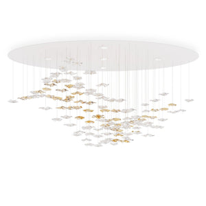Calliope Coastal Sands Wave Glass Chandelier, Artisic Handmade Glass Chandelier