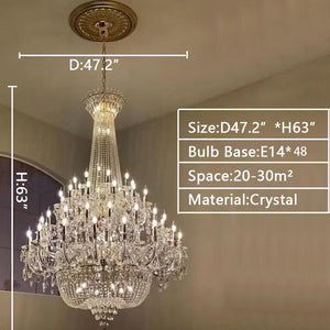Extra Large European-style Multi-layers Candle Luxury Crystal Chandelier Gold Art Foyer/Staircase Decorative Light Fixture - view 40