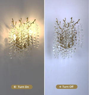 Snow Tree Branch Crystal Gold/Silver Wall Sconce - view 5