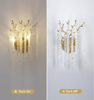 Snow Tree Crystal Gold Wall Sconce for All Rooms 10"H - view 5
