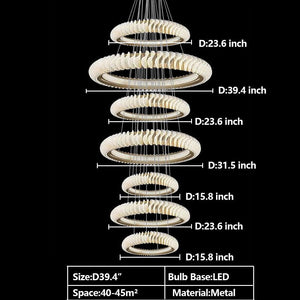 Extra Large Multi-layers Rings Crystal Chandelier Modern Art Waves Creative Pendant Light For High-ciling Foyer/Hallway/Staircase - view 25