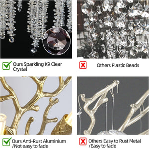 Snow Tree Crystal Gold Wall Sconce for All Rooms 10"H - view 3