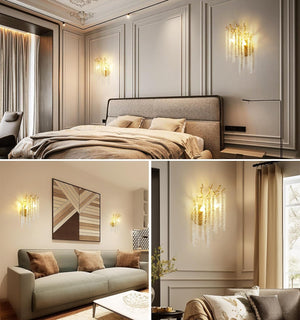 Snow Tree Crystal Gold Wall Sconce for All Rooms 10"H - view 4