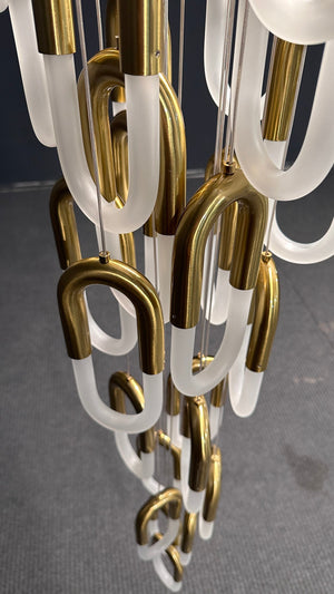 Gold Glass Loop Cluster Chandelier