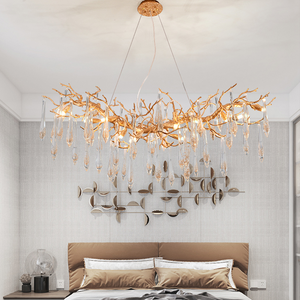 Agnes Brass Branch Crystal Chandelier For Dining Room