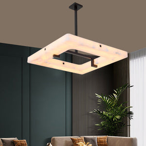 Amelia Square Alabaster Living Room Chandelier, in black - view 2