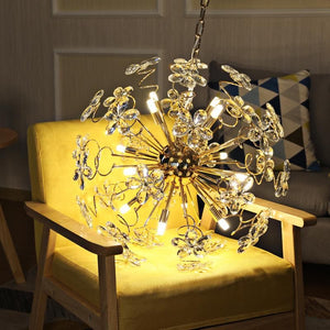 Faceted Crystal Petal Dandelion Chandelier 24" - view 2