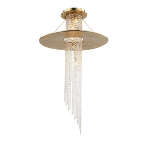 Angelina Flushmount Brass Crystal Pendant Chandelier, K9 crystal flush mount - view 3