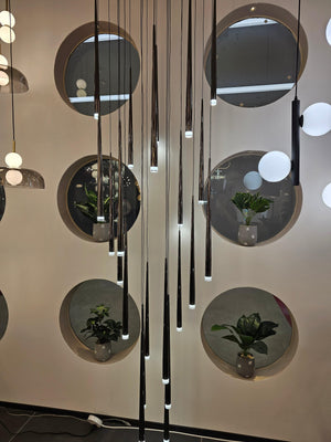Minimalism Foyer Staircase Chandelier Ceiling Pendant Lighting Fixture For Living Room Entryway In Gold/ Black Finish - view 16