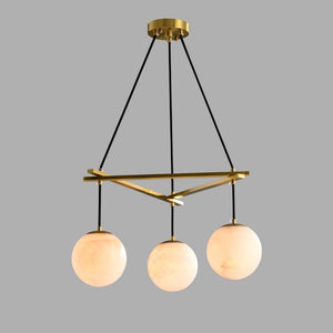 Sienna Alabaster Modern Round Chandelier, in brass & alabaster - view 2