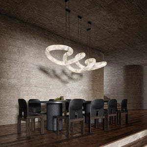 Alabaster Unique Curved Long Linear Chandelier - view 2