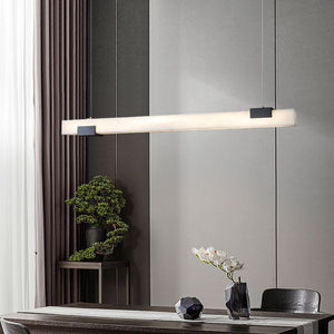Alabaster Linear Dining Chandelier, in black & alabaster - view 4