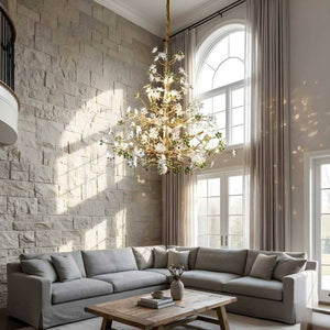 Gilded Branch Floral Brass Crystal Chandelier - view 4