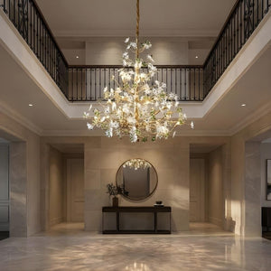 Gilded Branch Floral Brass Crystal Chandelier - view 6