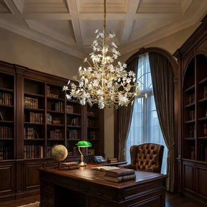 Gilded Branch Floral Brass Crystal Chandelier - view 8
