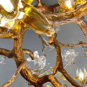 Verdant Branch Copper Vine Glass Flower Stairwell Chandelier - view 11